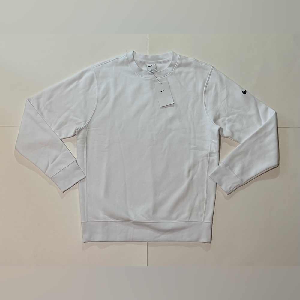Nike Golf Men's White Club Fleece Sleeve Swoosh Crew Neck SweatShirt